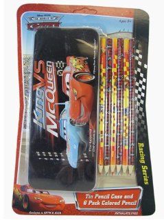 Cars Tin Pencil Case and 6 Pack Colored Pencil   Disneys