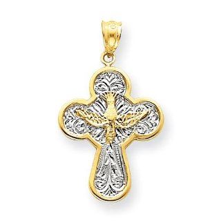 Dove Cross Pendant in 14k Yellow Gold Jewelry