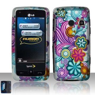 Blue Purple Flower Design Rubber Touch Phone Protector