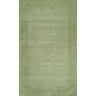 Hand crafted Moss Green Tone On Tone Bordered Hallettsville Wool Rug