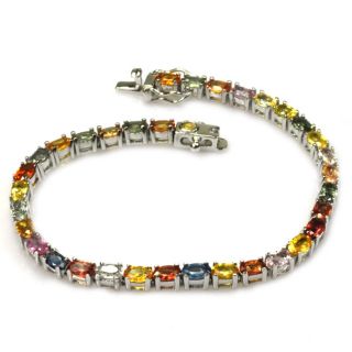 De Buman 18k Yellow Gold and Silver Colorful Sapphire Bracelet Today