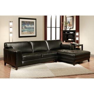 Hampton Black Leather Sectional Sofa