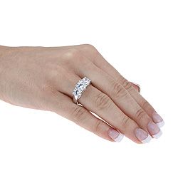 Ultimate CZ 10k White Gold Cubic Zirconia 3 stone Anniversary Ring