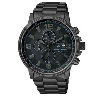 Citizen Mens Eco drive Nighthawk Blacked out Dial Chronograph Watch
