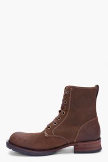John Varvatos U.S.A. Brown Leather Gibbons Boots for men