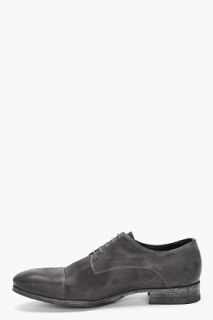 N.D.C. Made by Hand Charcoal Distressed Leather Derby Dress Shoes for men