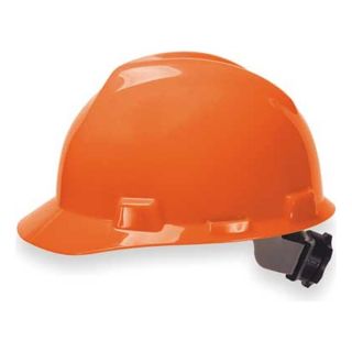 MSA 475361 Hard Hat, FrtBrim, Slotted, 4Rtcht, Orange