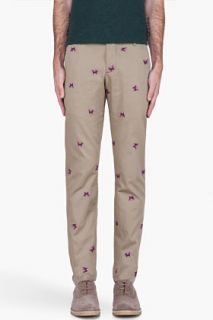 Band Of Outsiders Taupe Embroidered Dog Chinos for men