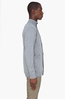 SLVR Grey Layered Knit Cardigan for men