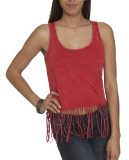 Wet Seal Womens Faded Fringe Crop Tank Clothing