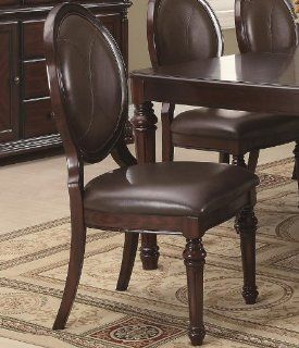 Set of 2 Dining Chairs with Oval Back Leatherette Seat in