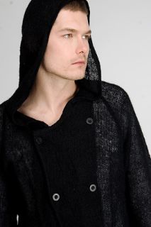 Endovanera  Cloaked Black Knitted Hoodie for men