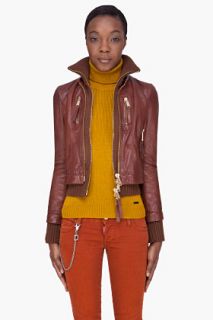 Dsquared2 Brown Kinky Knit Leather Jacket for women