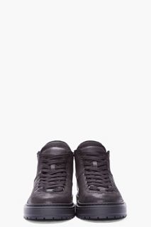 KRISVANASSCHE Black Leather Trekking Sneakers for men