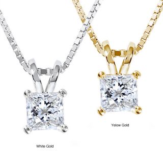 14k Gold 1/2ct Princess Diamond Solitaire Pendant Today $1,359.99 4.7