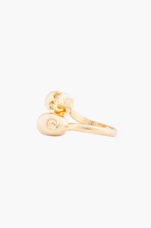 Alexander McQueen Gold Tone Twin Skull Ring for women