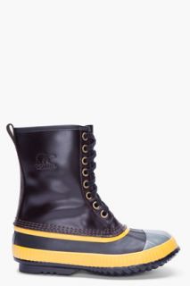 Sorel Black & Yellow Leather  Sentry Original Boots  for men