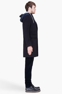 Shipley & Halmos Black Removable Hood Dupree Topcoat for men