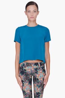 Co Turquoise Silk T shirt for women