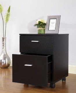 Kings Brand 2 Drawer Wood Mobile File Cabinet in Black