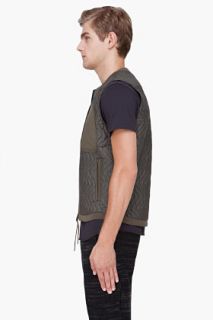 White Mountaineering Grey Quilted Pertex Taffeta Vest for men