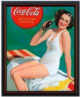 Coca Cola Pin Up girl in white bath suite Vintage