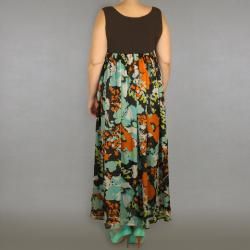 INES Collection Womens Plus Scoop Neck Floral Maxi Dress