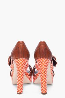 Rupert Sanderson Orange Merle Heels for women