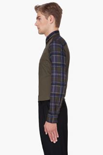 Givenchy Olive Contemporary Plaid Sleeve Shirt for men