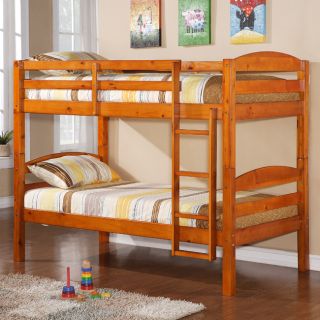 Twin Over Twin Solid Wood Honey Bunk Bed
