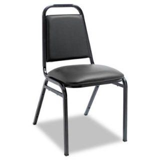 Alera Upholstered Stacking Chairs with Square Back, Black
