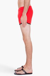 Y 3 Red Retro Swim Shorts for men
