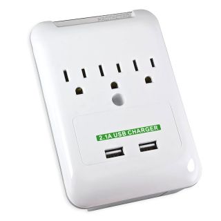 Connectland Wall Outlet with 3 power Outlets/ 2 USB ports CL ADA60006