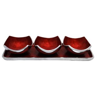 KINDWER Aluminum 3 Bowl and Rectangular Tray Set Today $47.99 Sale $