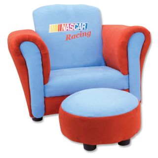 Trend Lab Nascar Red/ Blue Ultrasuede Club Chair and Ottoman Set Today