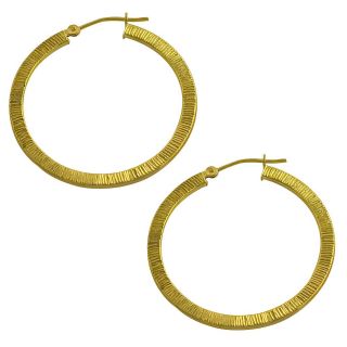 Fremada 14k Yellow Gold Brushed Flat Hoop Earrings