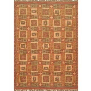 Hand woven Palas Aydin Kilim Brown Wool Rug (8 x 11)