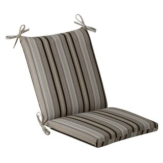 Pillow Perfect Outdoor Black/ Beige Striped Square Chair Cushion
