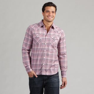 191 Unlimited Mens Pink Plaid Shirt