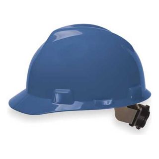 MSA 475359 Hard Hat, FrtBrim, Slotted, 4Rtcht, Blue
