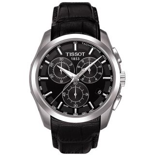 Tissot Mens Couturier Chronograph Black Leather Strap Watch