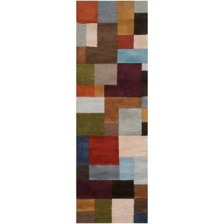 Hand tufted Contemporary Multi Colored Square Geometric Vessel Wool