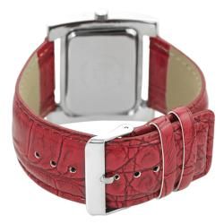 Geneva Platinum Womens Crocodile Faux Leather Strap Watch