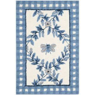 Hand hooked Bumblebee Ivory/ Blue Wool Rug (18 x 26) Today $23.99
