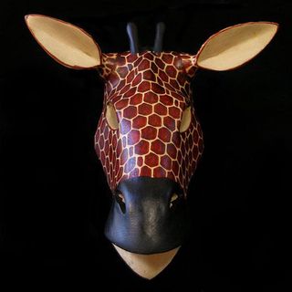 Hand carved Wood African Giraffe Mask (Kenya)