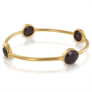 ELYA Designs 22K Goldplated Black Onyx Bangle Bracelet