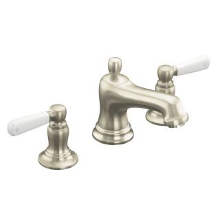 Bancroft White Ceramic Lever Brushed Nickel Widespread Bathroom Faucet
