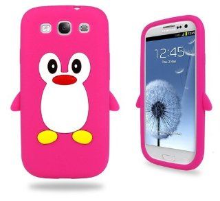 Samsung Hot Pink Penguin Silicone Case Cover with Free