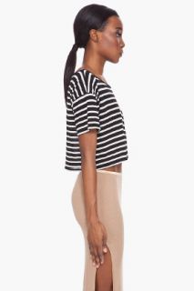 R13 Cropped Black Stripe T shirt for women