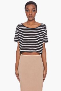 R13 Cropped Black Stripe T shirt for women